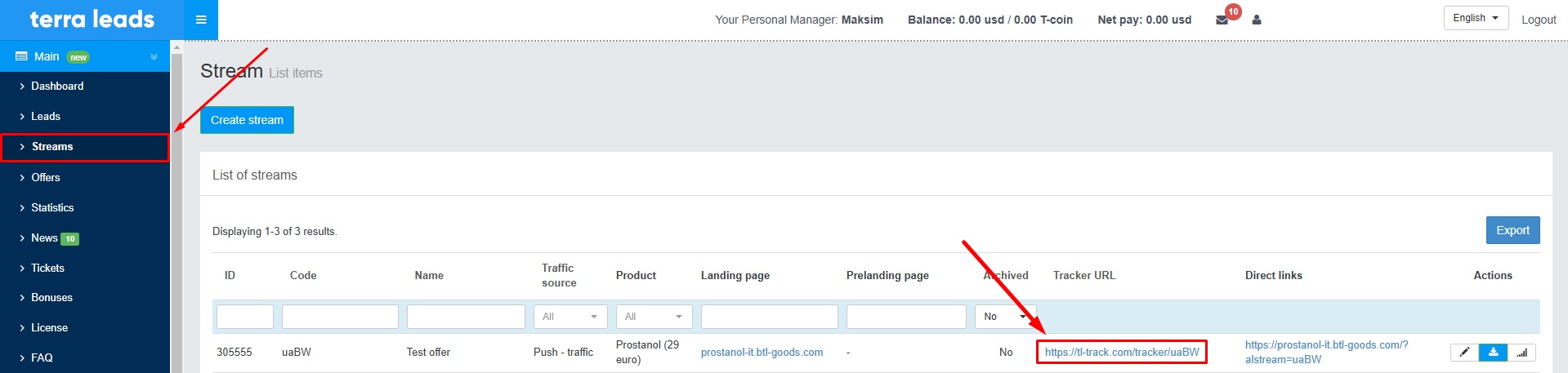 How to get postback tracking link at CPV Lab