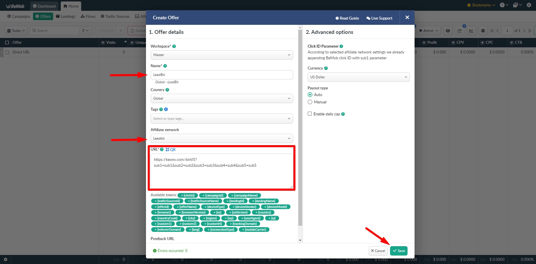 How to set up conversion tracking for offers at BeMob