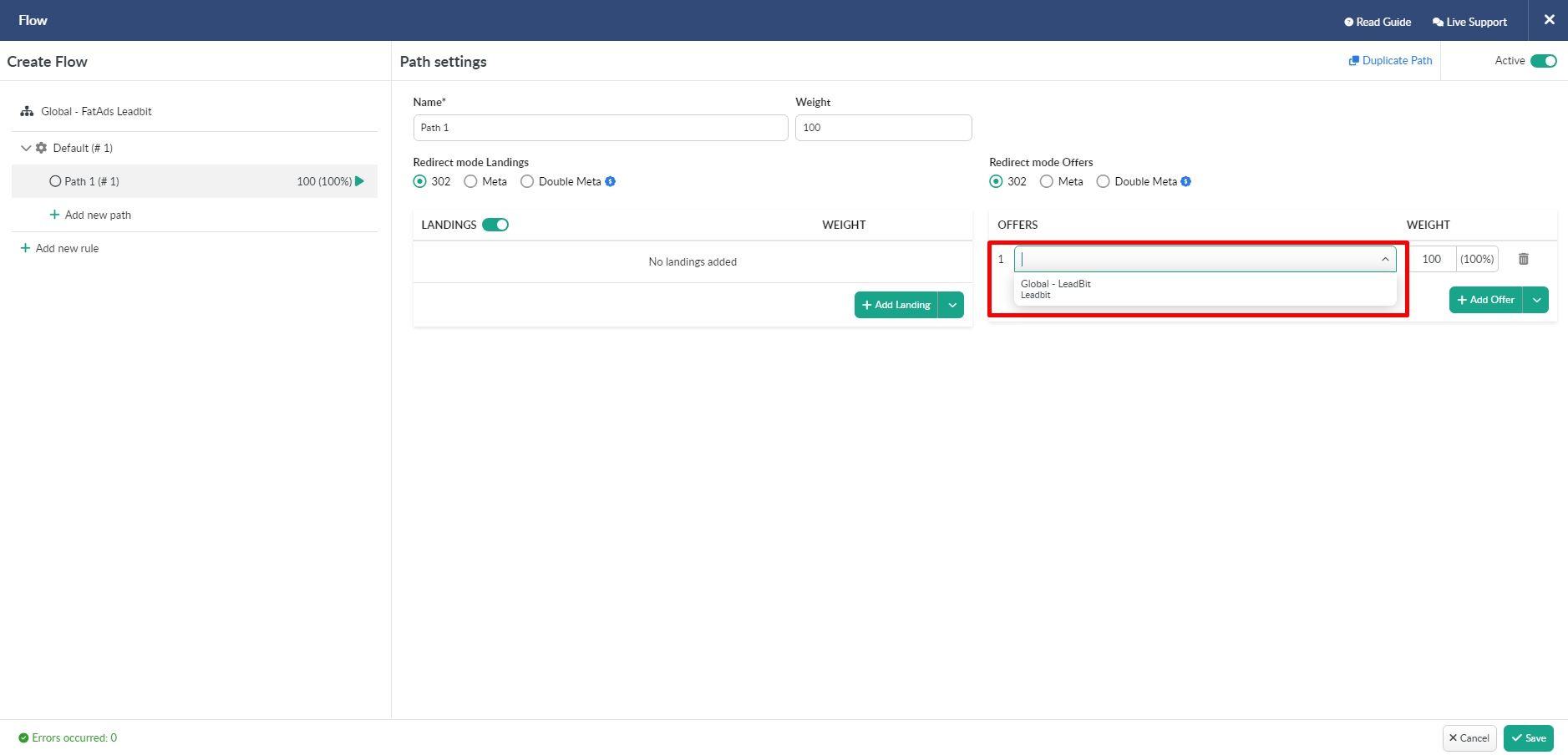 How to connect sources in a tracking flow at BeMob