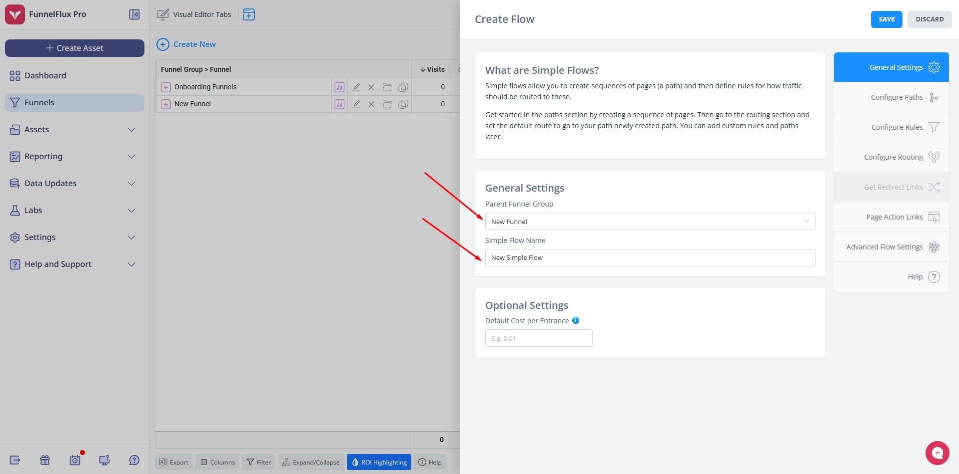 Setting up conversion tracking flows at Funnel Flux