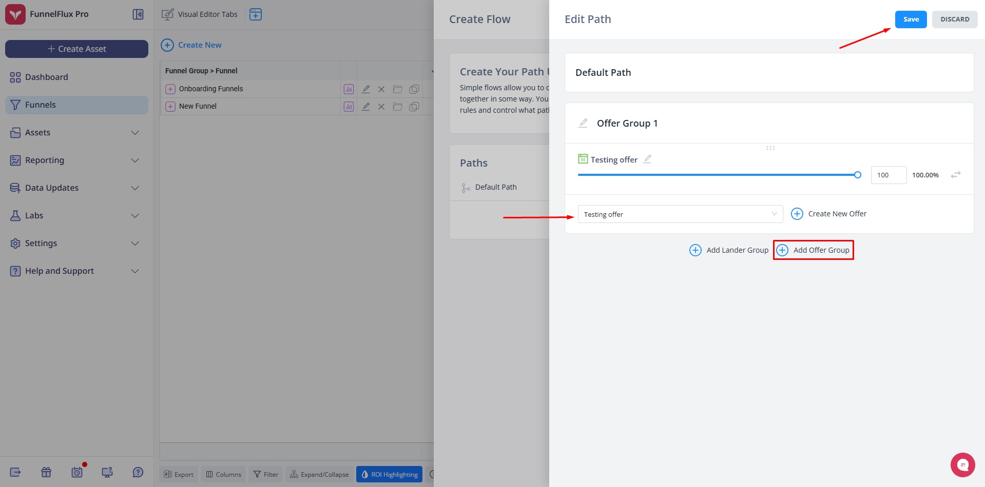 How to set CPA offers in tracking campaigns at Funnel Flux