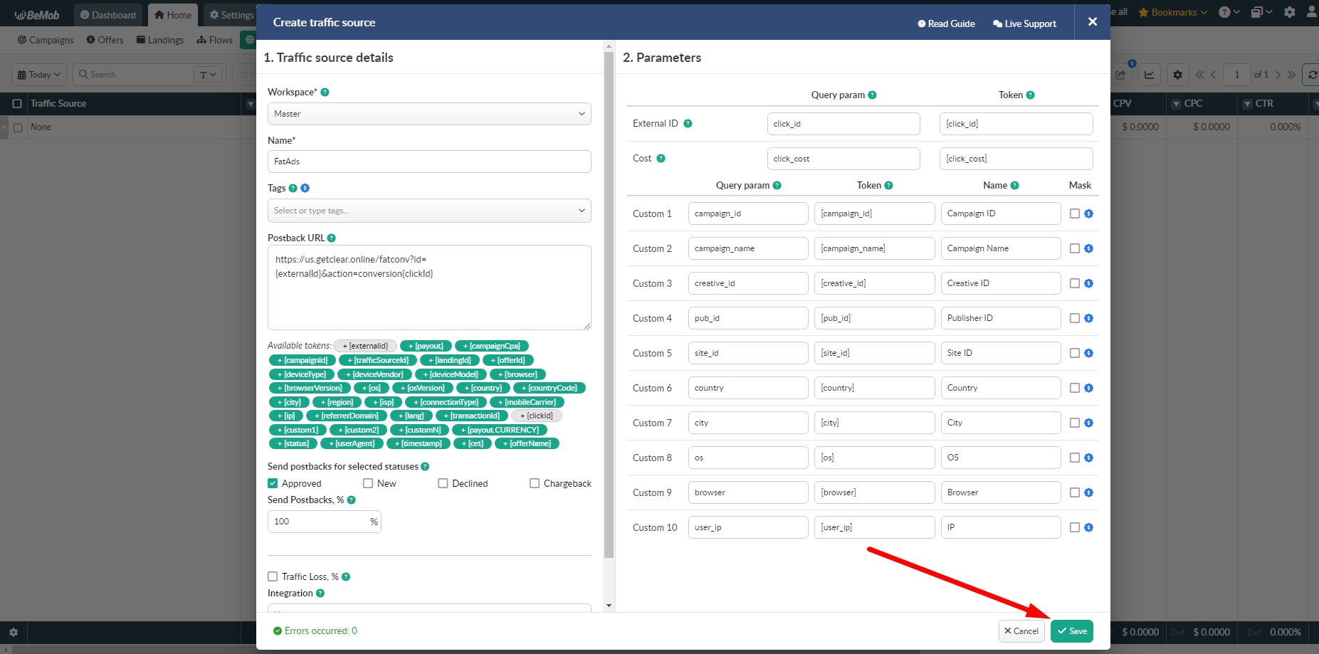 How to connect FatAds to BeMob affiliate marketing tracker